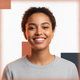 Portrait of a smiling young woman with a confident and relieved expression, representing a happy customer.